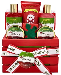 Lovery Cherry Twinkle Bell Christmas Gift Set, Bath and Body Care Package, 8 Piece