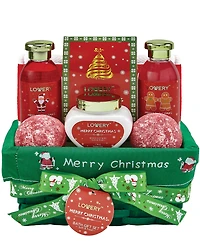 Lovery Strawberry Sandalwood Christmas Gift Set, Bath and Body Care Gift Package, 8 Piece