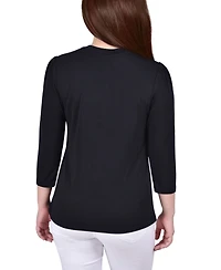 Women's 3/4 Sleeve Knit Crepe Top