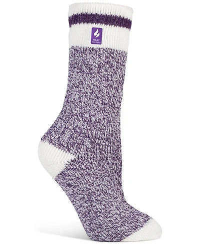 Heat Holders Women's Snowdrop Cream Block Twist Crew Socks