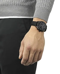 Tissot Men's Swiss Chronograph Xl Vintage Black Leather Strap Watch 45mm