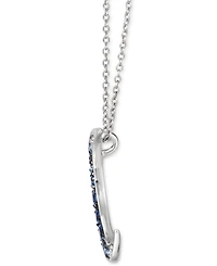 Le Vian Denim Ombre Sapphire (3/8 ct. t.w.) & White Sapphire Accent Crescent Moon 18" Pendant Necklace in 14k White Gold