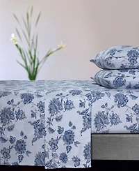 Tribeca Living Ayana Floral Flannel Extra Deep Pocket 4 Piece Sheet Set