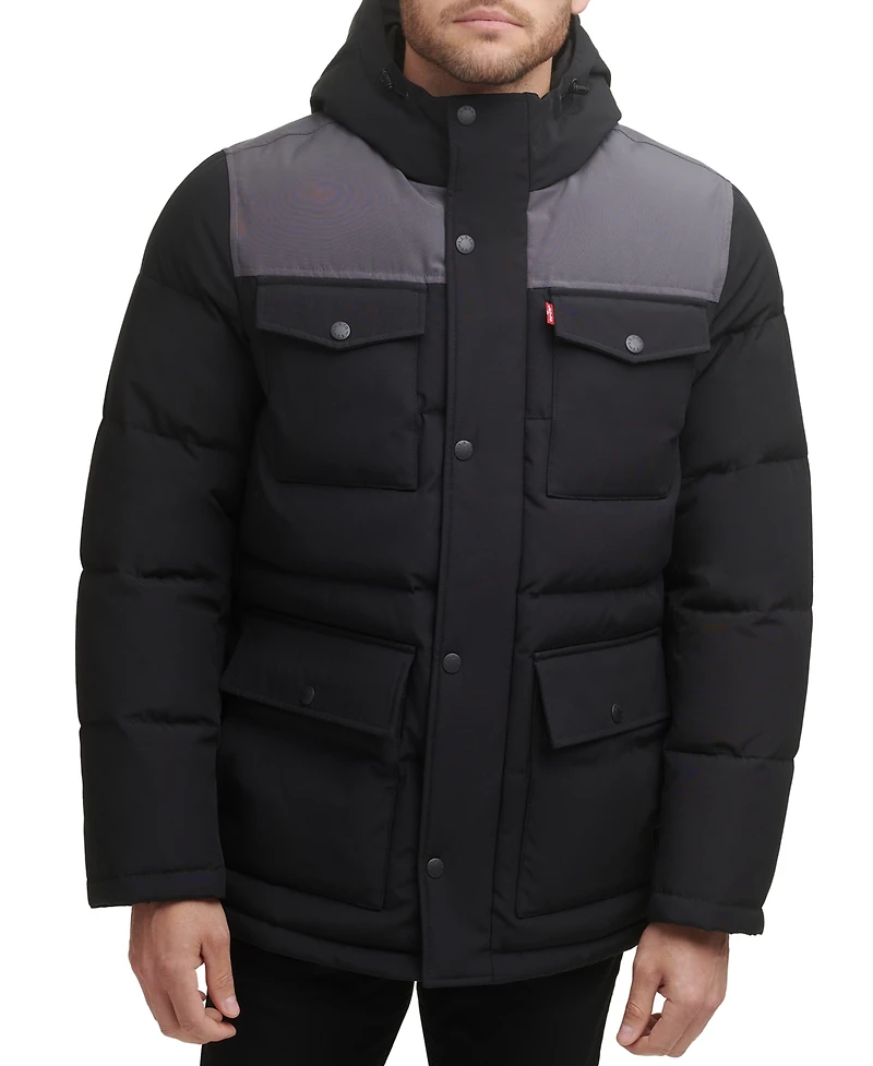 Levi's Men's Quilted Four Pocket Parka Hoody Jacket