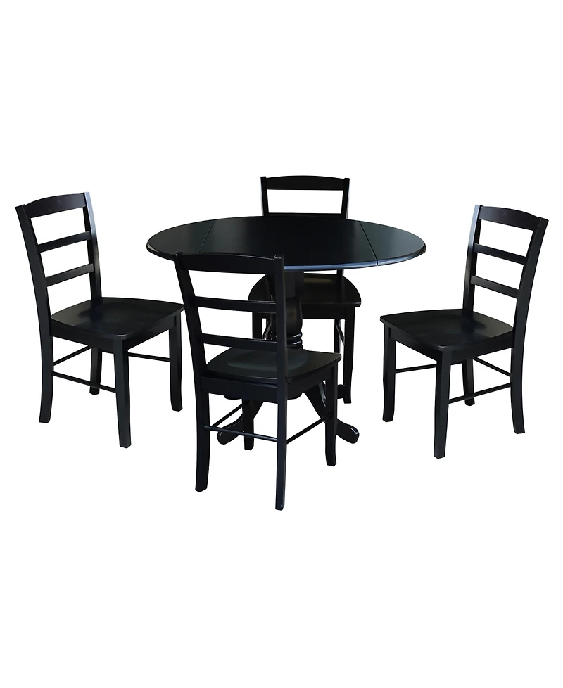 42" Dual Drop Leaf Table with 4 Ladder Back Dining Chairs