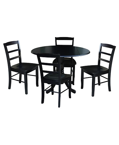 42" Dual Drop Leaf Table with 4 Ladder Back Dining Chairs