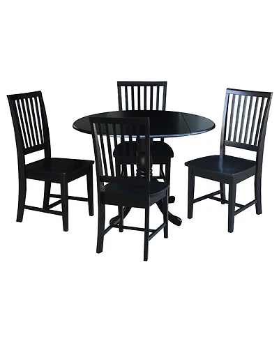 42" Dual Drop Leaf Table with 4 Slat Back Dining Chairs