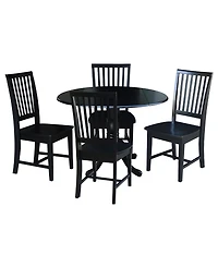 42" Dual Drop Leaf Table with 4 Slat Back Dining Chairs