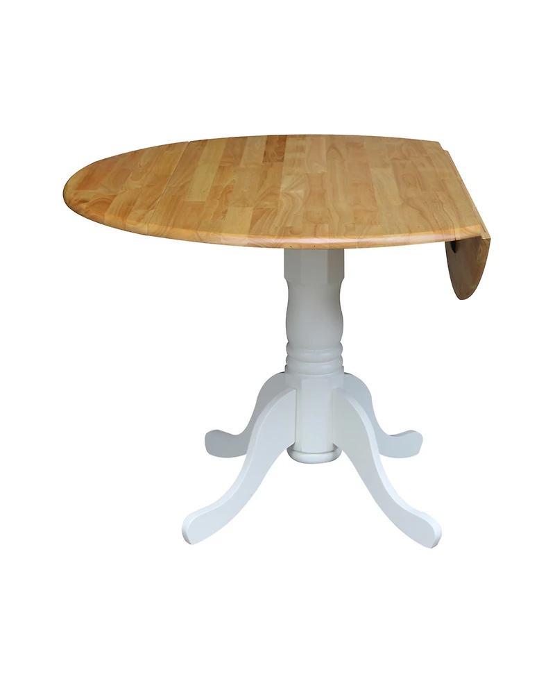 42" Dual Drop Leaf Table with 4 Ladder Back Dining Chairs - 5 Piece Dining Set