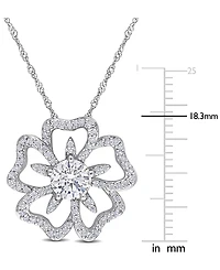 Lab-Grown Moissanite Openwork Flower 18" Pendant Necklace (1-1/10 ct. t.w.) in Sterling Silver