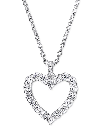 Lab-Grown Moissanite Heart 18" Pendant Necklace (5/8 ct. t.w.) in Sterling Silver