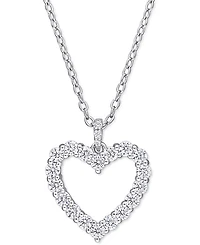 Lab-Grown Moissanite Heart 18" Pendant Necklace (5/8 ct. t.w.) in Sterling Silver