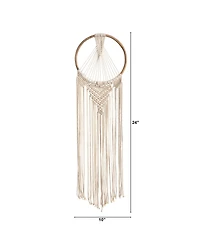 Handmade Bohemian Macrame Dreamcatcher Wall Hanging Decor, 24" x 10"
