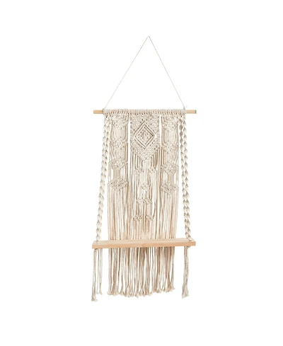 Hand Crafted Woven Wall Hanging with Shelf, 2.5' x 1.5'