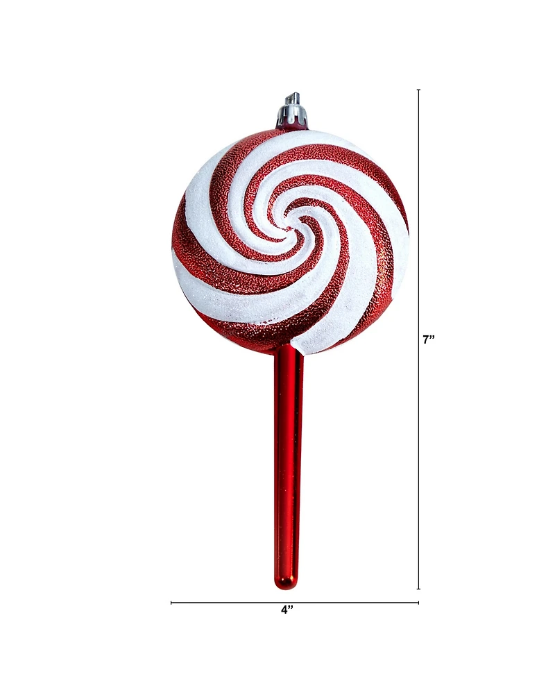 Candy Cane Lollipop 4 Piece Holiday Deluxe Christmas Shatterproof Ornament Set, 7'