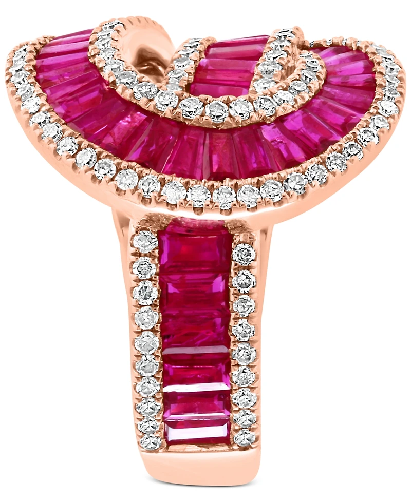 Effy Ruby (3-1/4 ct. t.w.) & Diamond (5/8 Swirl Statement Ring 14k Rose Gold