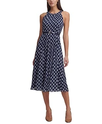 Tommy Hilfiger Printed Belted Halter Midi Dress