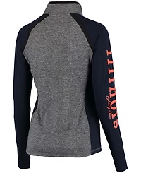 Women's Gray, Navy Illinois Fighting Illini Finalist Quarter-Zip Pullover Jacket