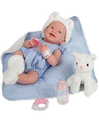 Jc Toys La Newborn 15" Real Girl Baby Doll with Pet Cat Set, 10 Pieces