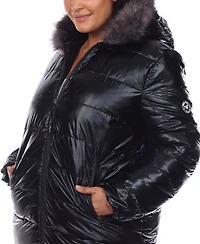Plus Metallic Puffer Coat with Hoodie