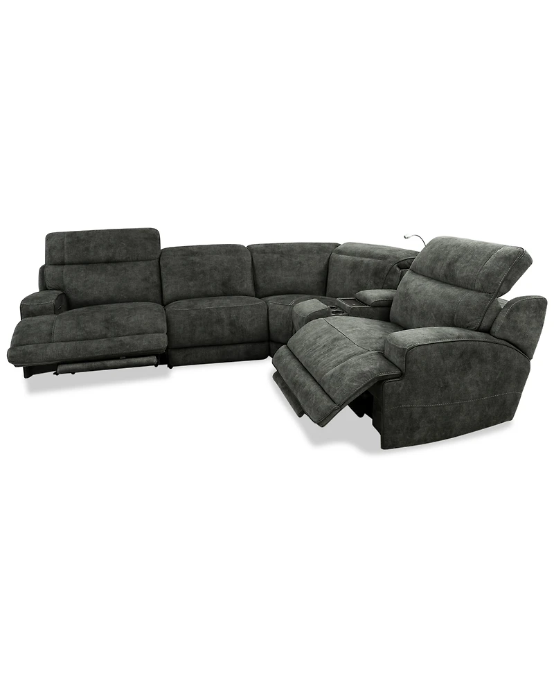 Sebaston -Pc. Fabric Sectional with Power Motion Recliners and 1 Usb Console