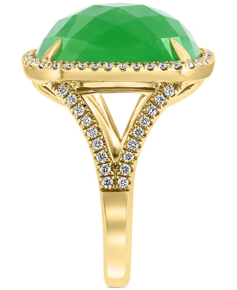 Effy Dyed Green Jade & Diamond (1/3 ct. t.w.) Halo Statement Ring in 14k Gold