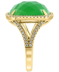 Effy Dyed Green Jade & Diamond (1/3 ct. t.w.) Halo Statement Ring in 14k Gold