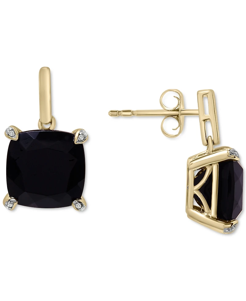 Onyx & Diamond Accent Drop Earrings in 14k Gold-Plated Sterling Silver