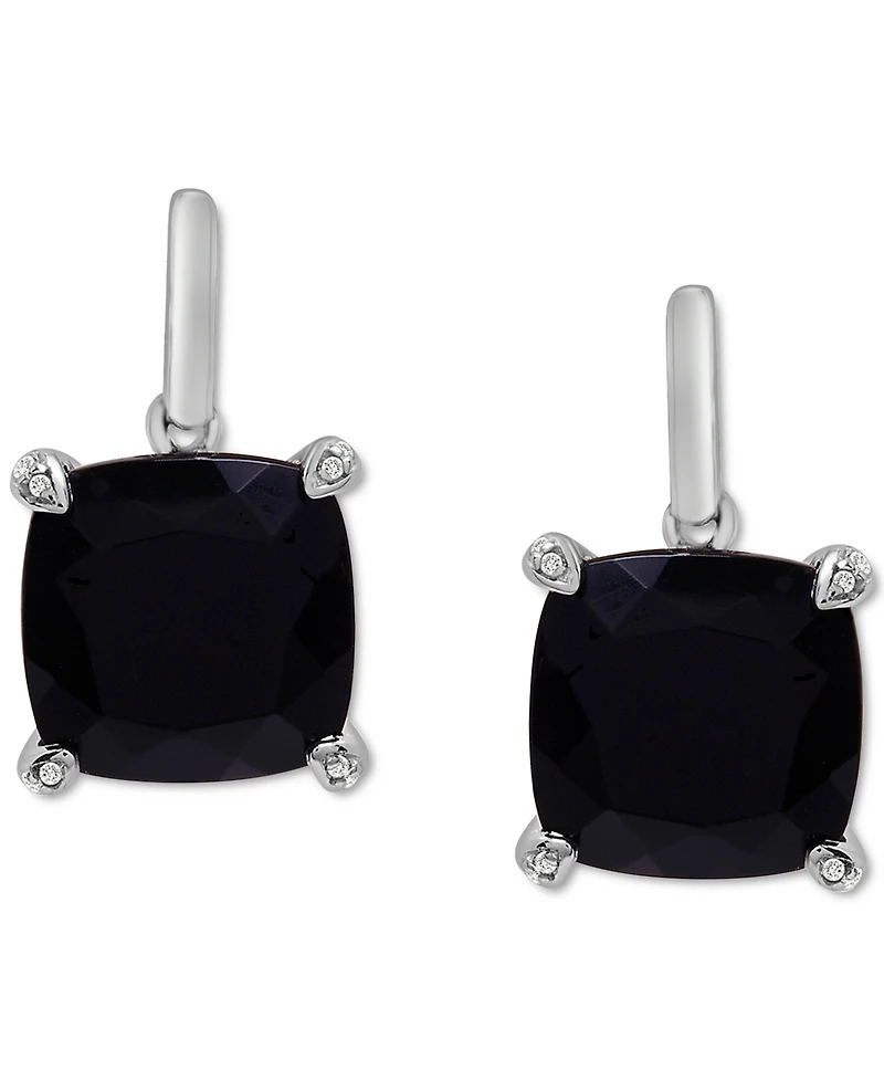 Onyx & Diamond Accent Drop Earrings in Sterling Silver