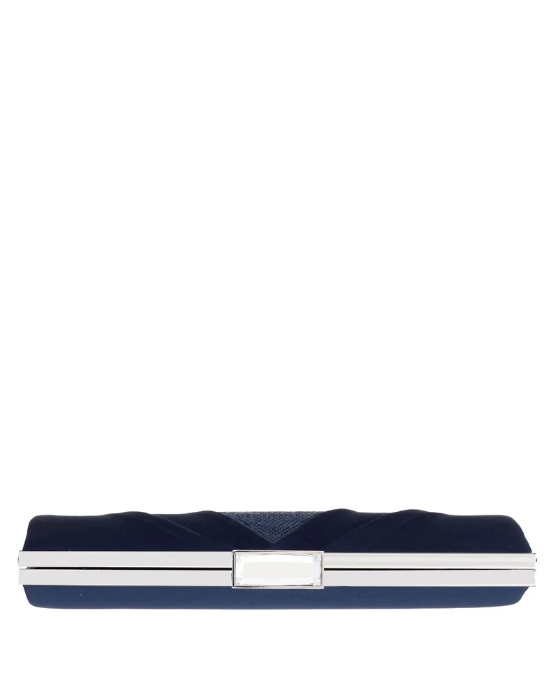Women's Pleated Stain Crystal Frame Clutch
