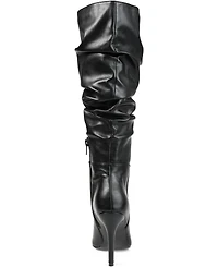 Journee Collection Women's Sarie Wide Calf Ruched Stiletto Boots