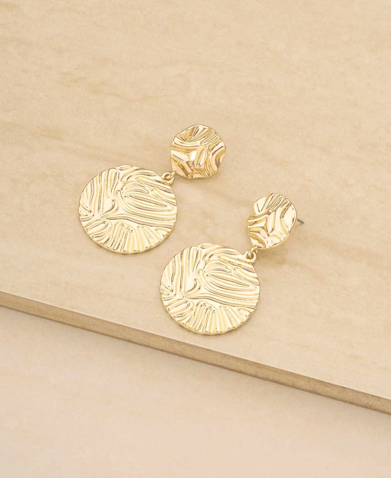 Ettika Gold-Plated Textured Double Disc Earrings