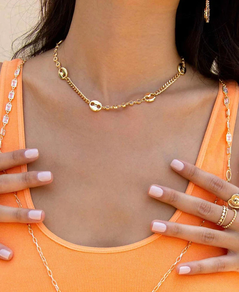 Ettika Mixed Gold-Plated Chain Necklace With Cubic Zirconia