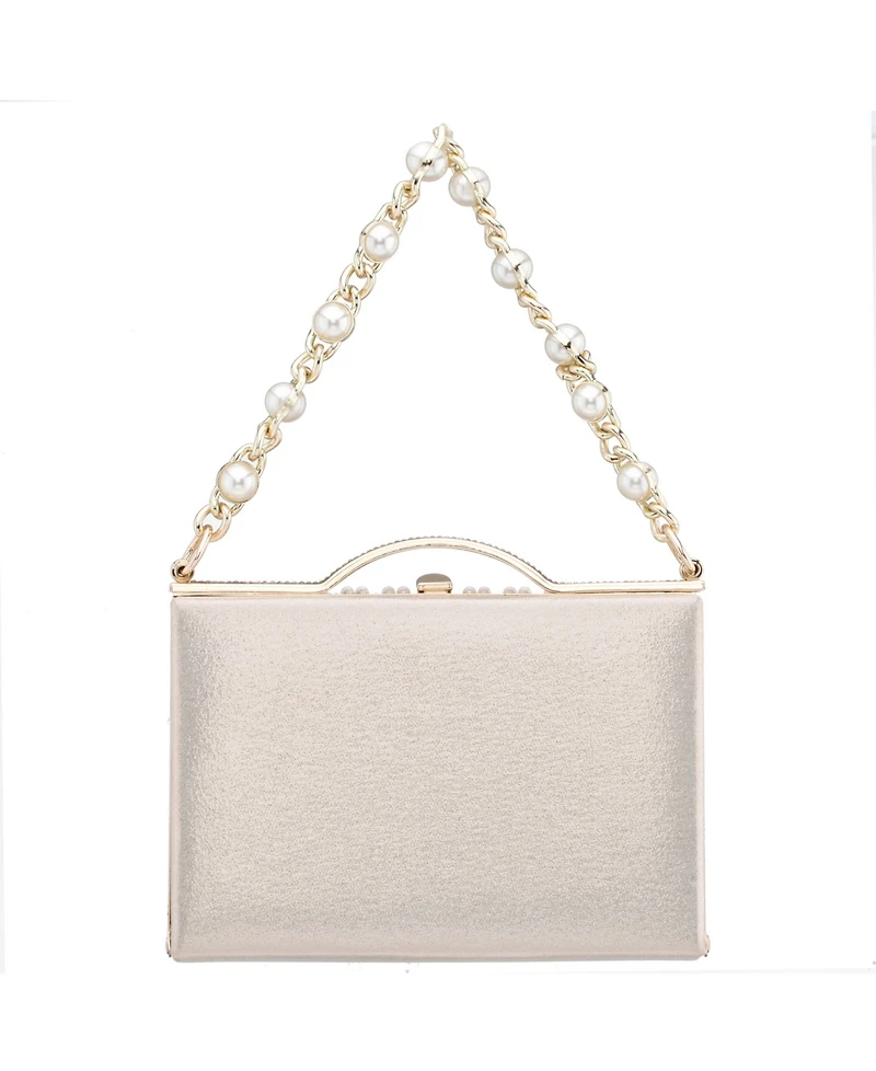 Nina Women's Imitation Pearl and Crystal Minaudiere
