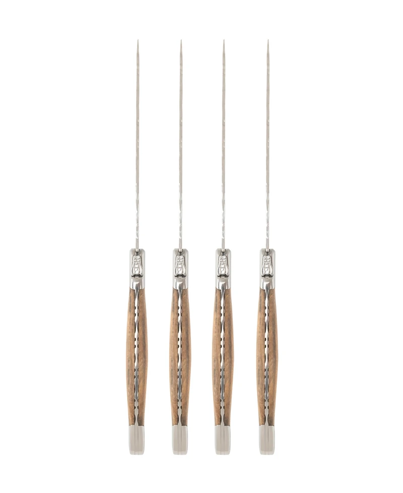 French Home Laguiole Connoisseur Olivewood Handle Bbq Steak Knives, Set of 4
