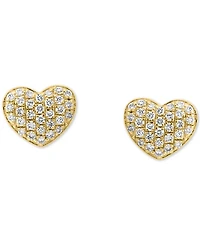 Effy Diamond Pave Heart Stud Earrings (1/5 ct. t.w.) in Sterling Silver or 14k Gold-Plated Sterling Silver