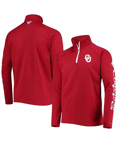 Columbia Oklahoma Sooners Terminal Tackle Fleece Raglan Omni-Shade Quarter-Zip Jacket