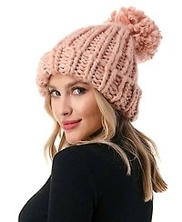 Marcus Adler Women's Luxe Chunky Knit Pom Cuffed Beanie