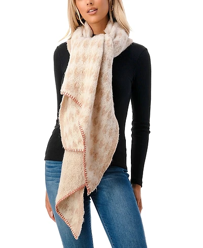 Marcus Adler Women's Plush Houndstooth Bias Cut Scarf