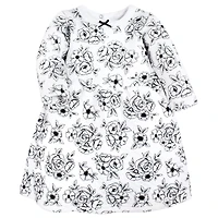 Hudson Baby Toddler Girls Quilted Cotton Dress and Leggings, Black Gold Plaid