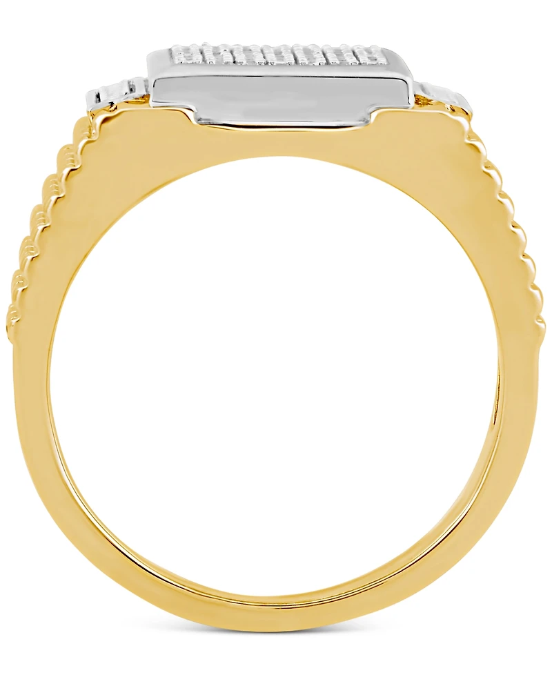 Men's Diamond Cluster Ring (1/10 ct. t.w.) in Sterling Sliver & 18k Gold-Plate