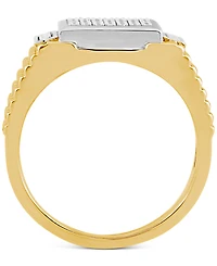 Men's Diamond Cluster Ring (1/10 ct. t.w.) in Sterling Sliver & 18k Gold-Plate