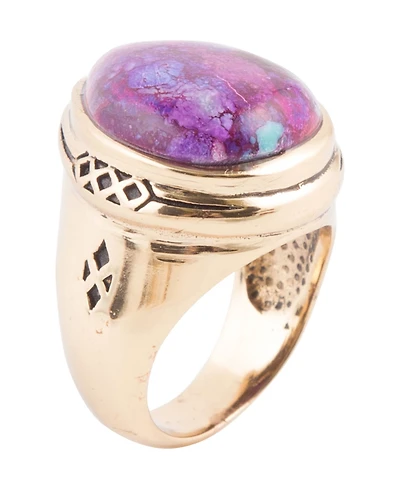 Barse Women's Havana Bronze and Purple Turquoise Statement Ring