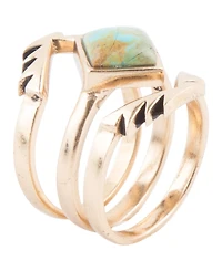 Barse Women's Aztec Bronze and Genuine Turquoise Stack Ring Set, 3 Piece
