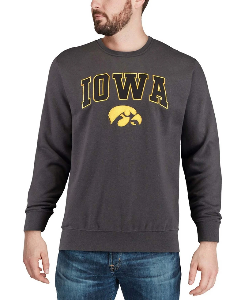 Colosseum Men's Iowa Hawkeyes Arch and Logo Crew Neck Sweatshirt