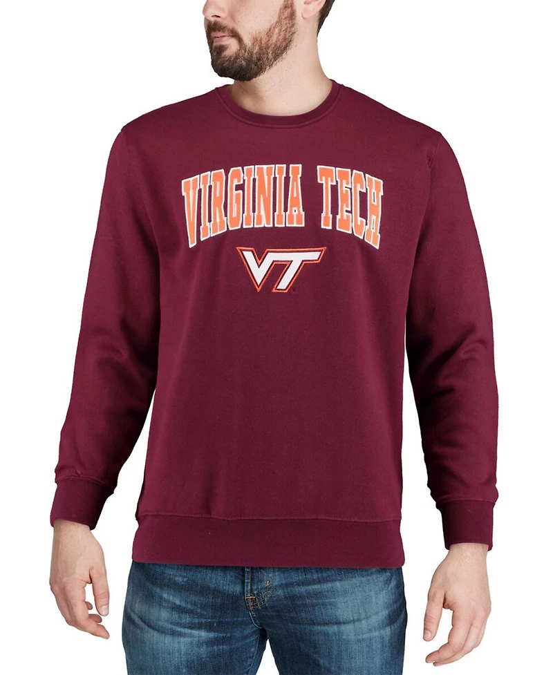 Colosseum Men's Virginia Tech Hokies Arch and Logo Crew Neck Sweatshirt