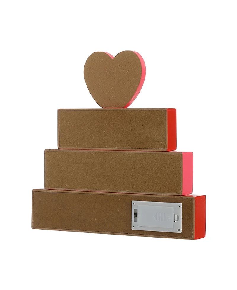 Glitzhome 11.25" Lighted Valentine's Wooden Block Table Sign