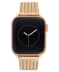 Anne Klein Women's Premium Crystal and Rose Gold-Tone Stainless Steel Mesh Band designed for Apple Watch 42mm (Series 10) & 38/40/41mm