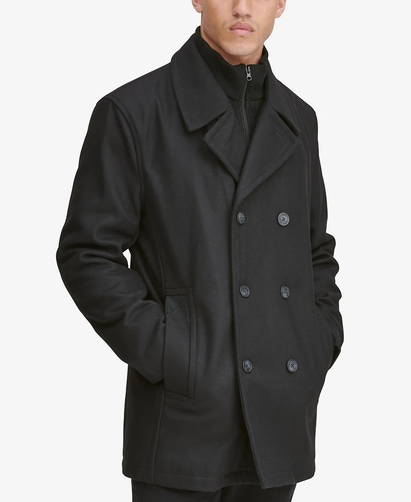 Marc New York Men's Peacoat with Inset Bib