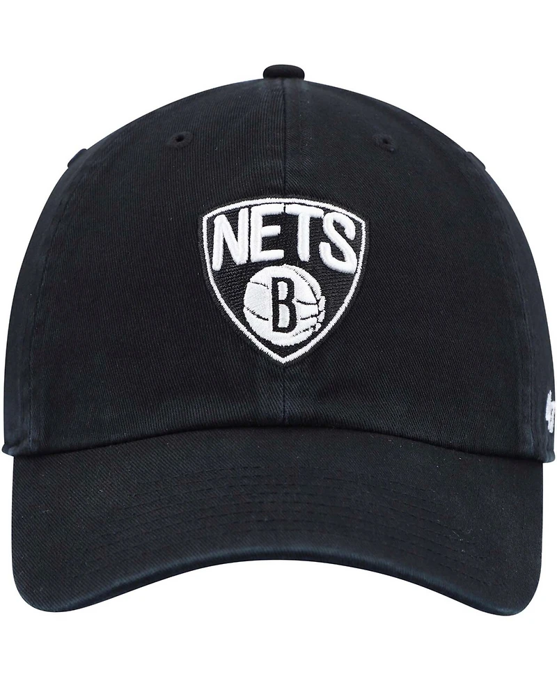 Men's Black Brooklyn Nets Team Clean Up Adjustable Hat